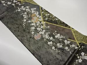 毬に梅尽くし模様織出し袋帯